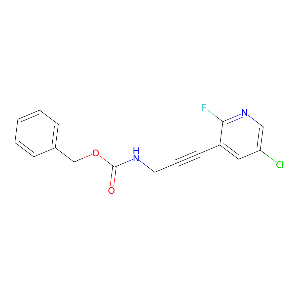 benzyl N-[3-(5-chloro-2-fluoropyridin-3-yl)prop-2-yn-1-yl]carbamate molecular structure, CAS 2680662-73-9