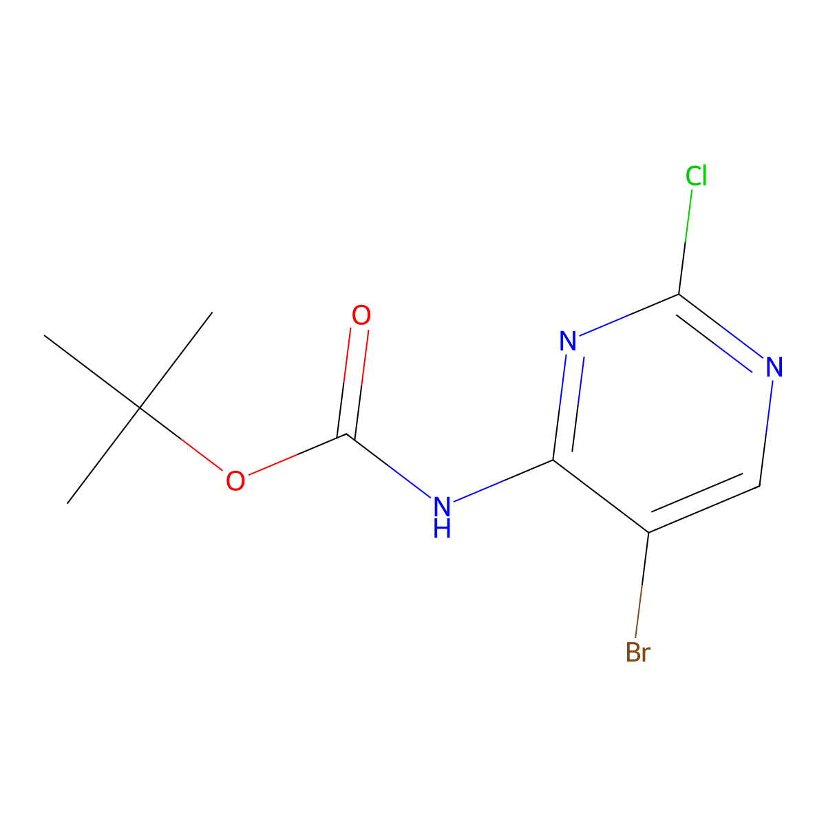 tert-butyl N-(5-bromo-2-chloropyrimidin-4-yl)carbamate molecular structure, CAS 2680662-74-0