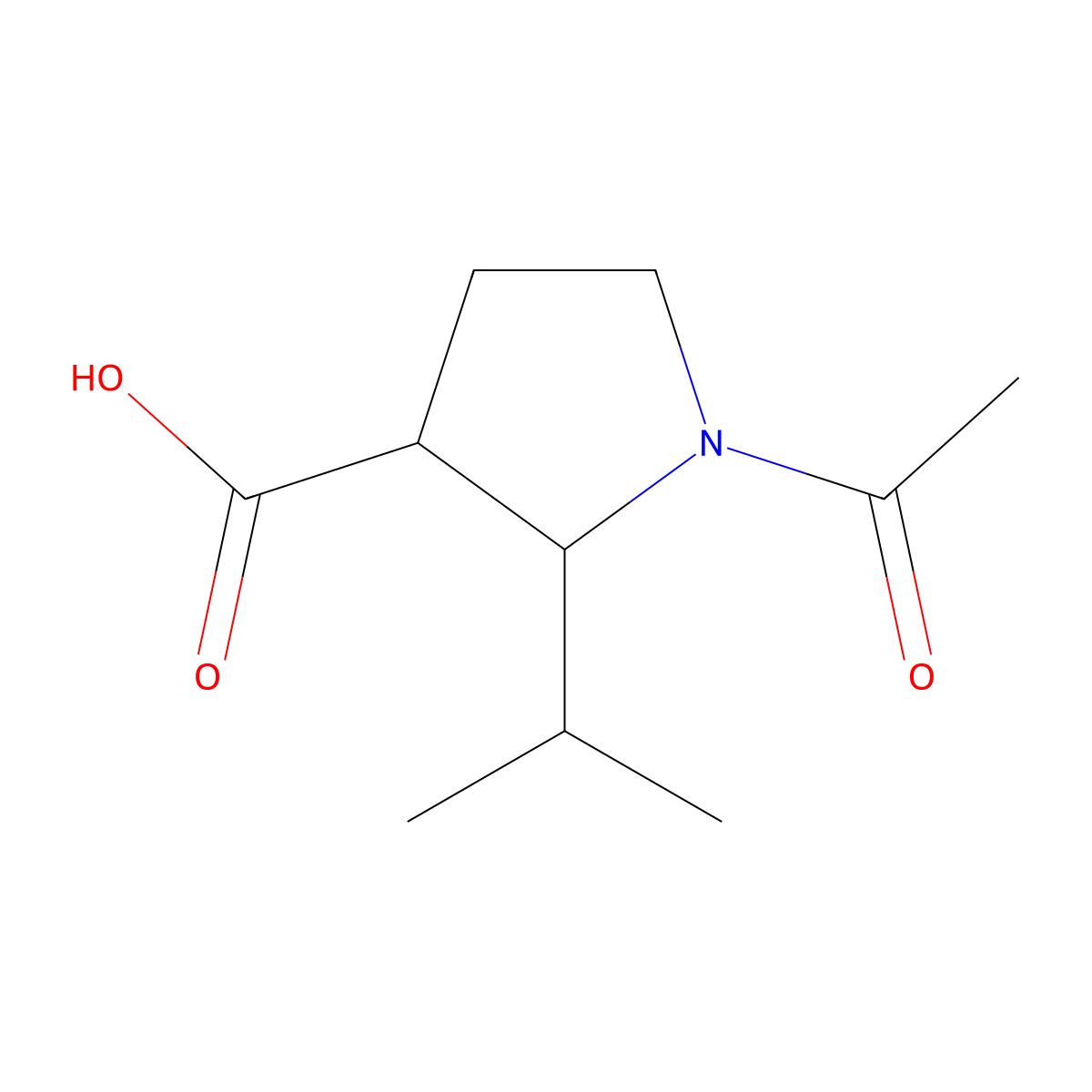 1-Acetyl-2-(propan-2-yl)pyrrolidine-3-carboxylic acid molecular structure, CAS 2680662-75-1