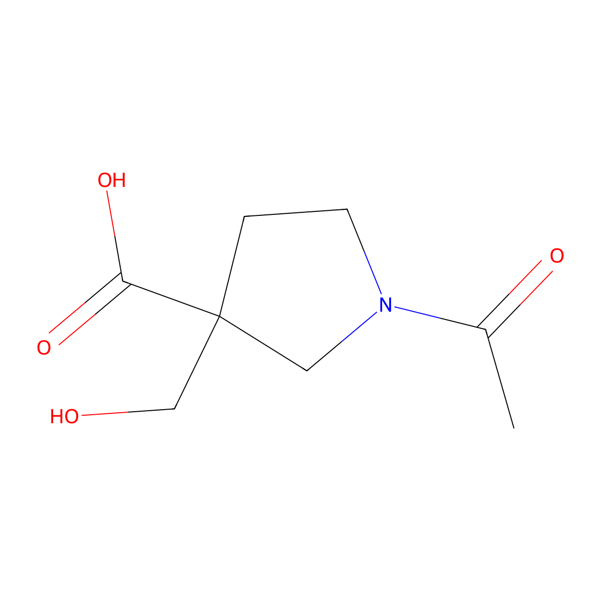 1-Acetyl-3-(hydroxymethyl)pyrrolidine-3-carboxylic acid molecular structure, CAS 2680662-78-4