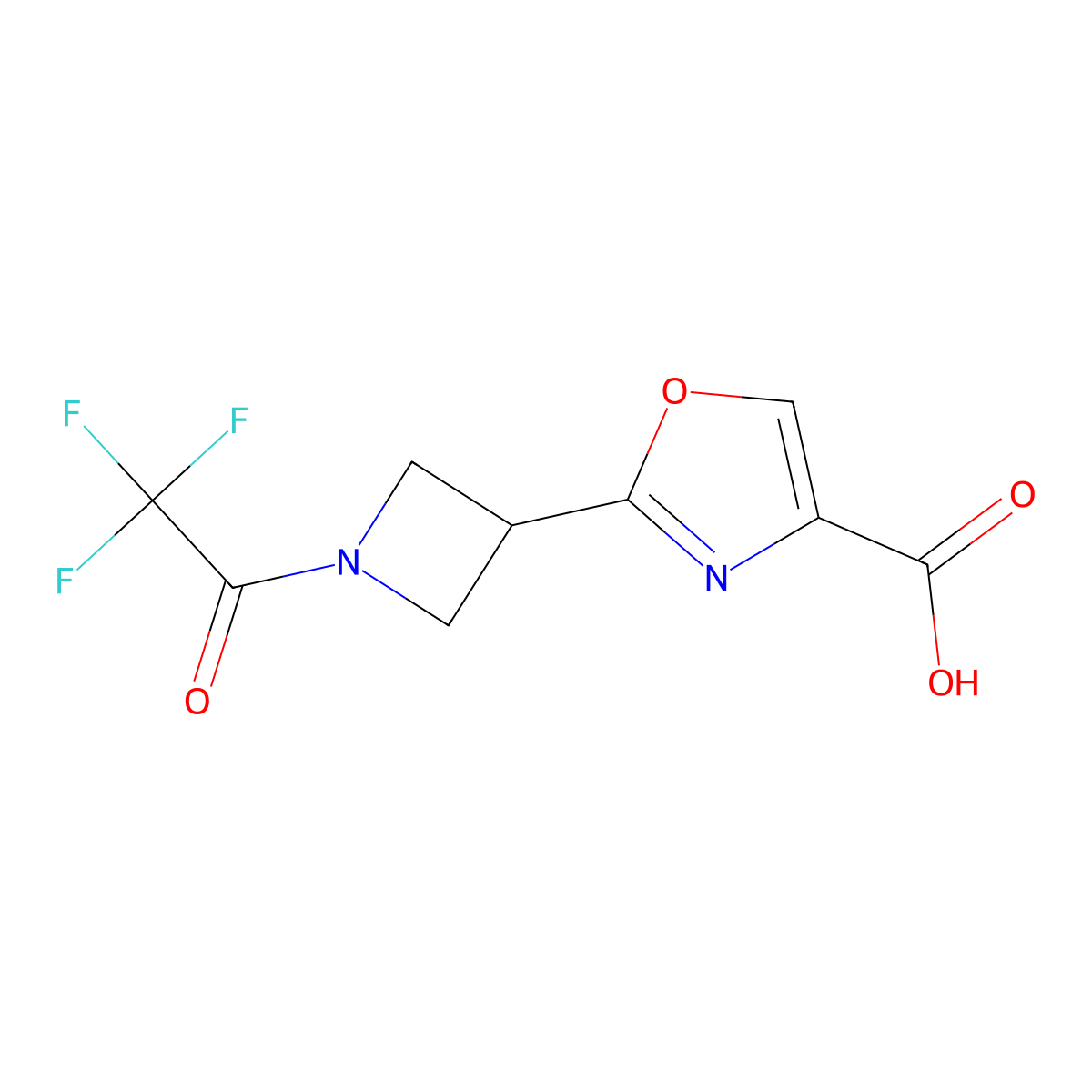 2-[1-(2,2,2-Trifluoroacetyl)azetidin-3-yl]-1,3-oxazole-4-carboxylic acid molecular structure, CAS 2680662-82-0