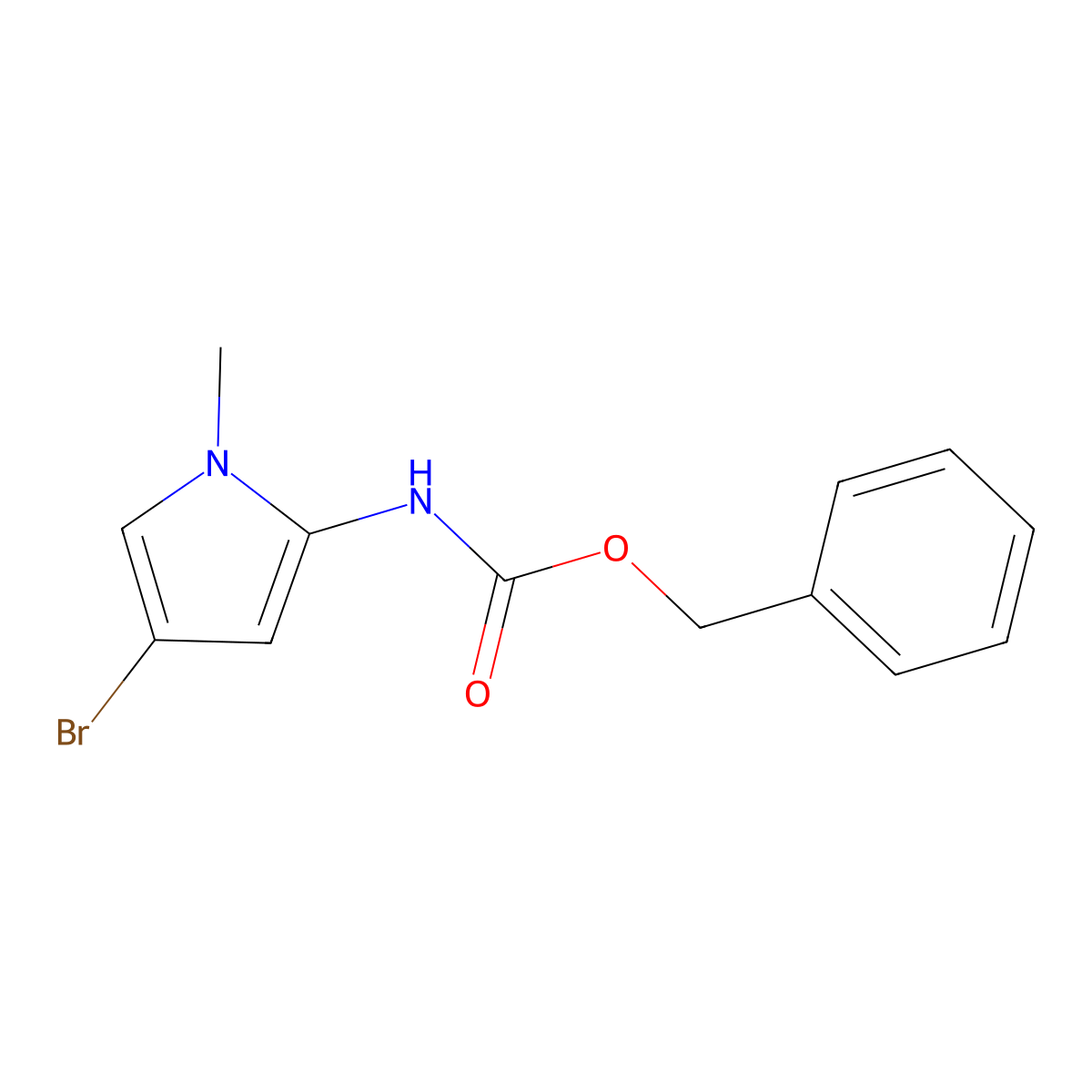 benzyl N-(4-bromo-1-methyl-1H-pyrrol-2-yl)carbamate molecular structure, CAS 2680662-89-7