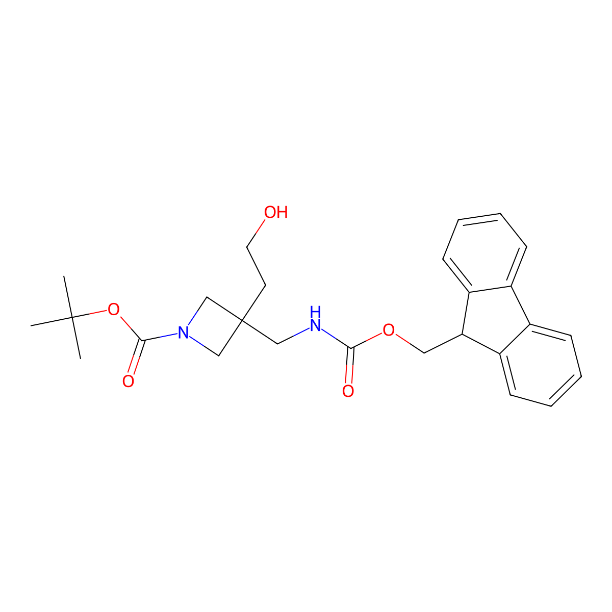tert-butyl 3-[({[(9H-fluoren-9-yl)methoxy]carbonyl}amino)methyl]-3-(2-hydroxyethyl)azetidine-1-carboxylate molecular structure, CAS 2680662-97-7