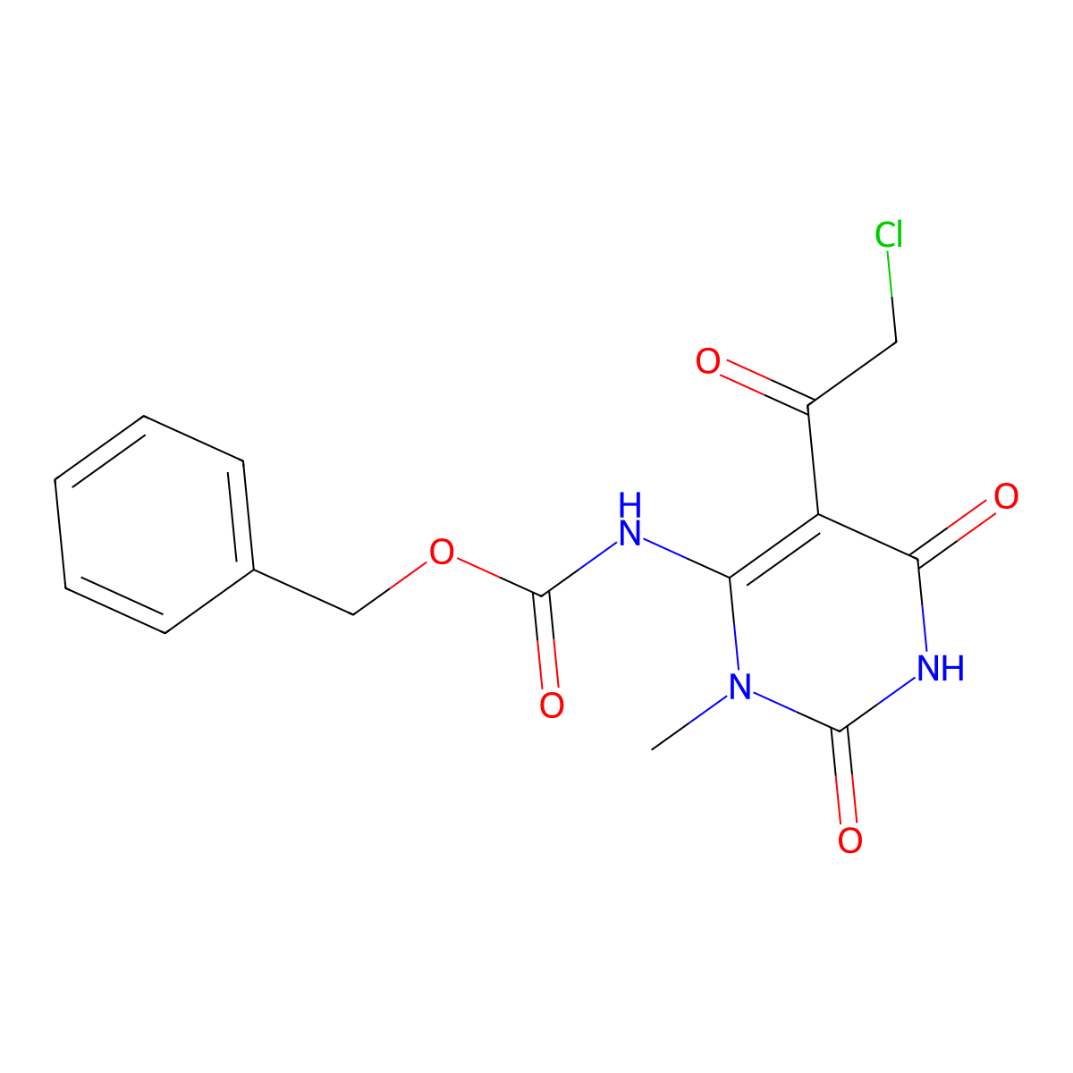 benzyl N-[5-(2-chloroacetyl)-3-methyl-2,6-dioxo-1,2,3,6-tetrahydropyrimidin-4-yl]carbamate molecular structure, CAS 2680663-00-5