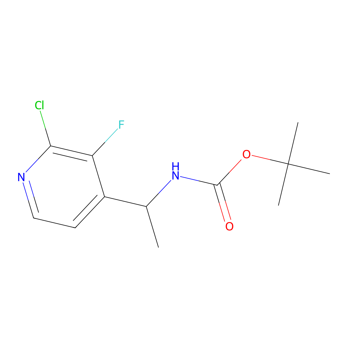 tert-butyl N-[1-(2-chloro-3-fluoropyridin-4-yl)ethyl]carbamate molecular structure, CAS 2680663-08-3