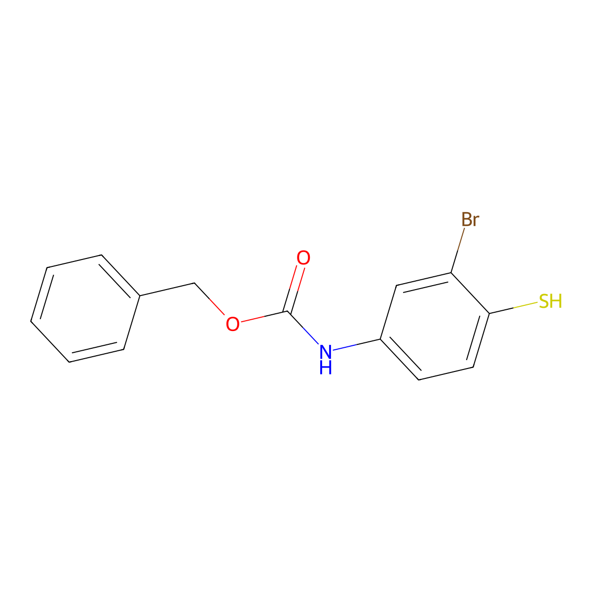 benzyl N-(3-bromo-4-sulfanylphenyl)carbamate molecular structure, CAS 2680663-09-4
