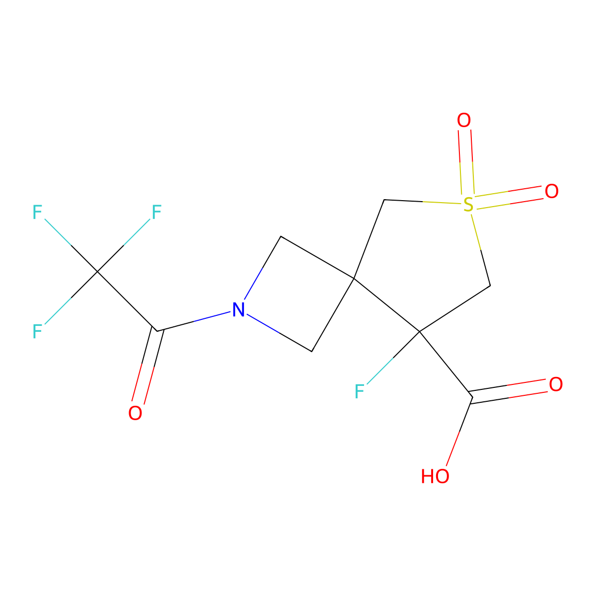 8-Fluoro-6,6-dioxo-2-(2,2,2-trifluoroacetyl)-6lambda6-thia-2-azaspiro[3.4]octane-8-carboxylic acid molecular structure, CAS 2680663-10-7