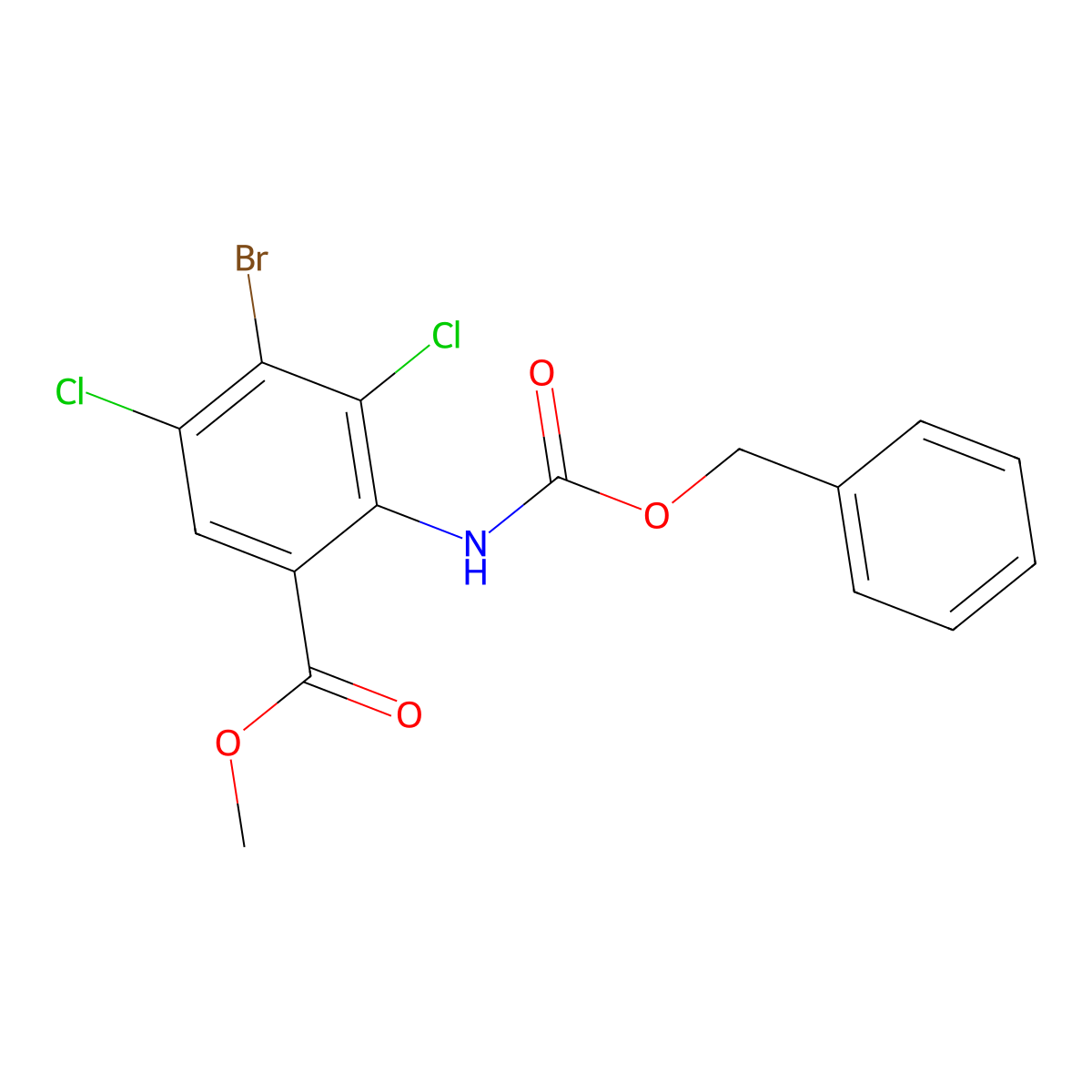 Methyl 2-{[(benzyloxy)carbonyl]amino}-4-bromo-3,5-dichlorobenzoate molecular structure, CAS 2680663-14-1