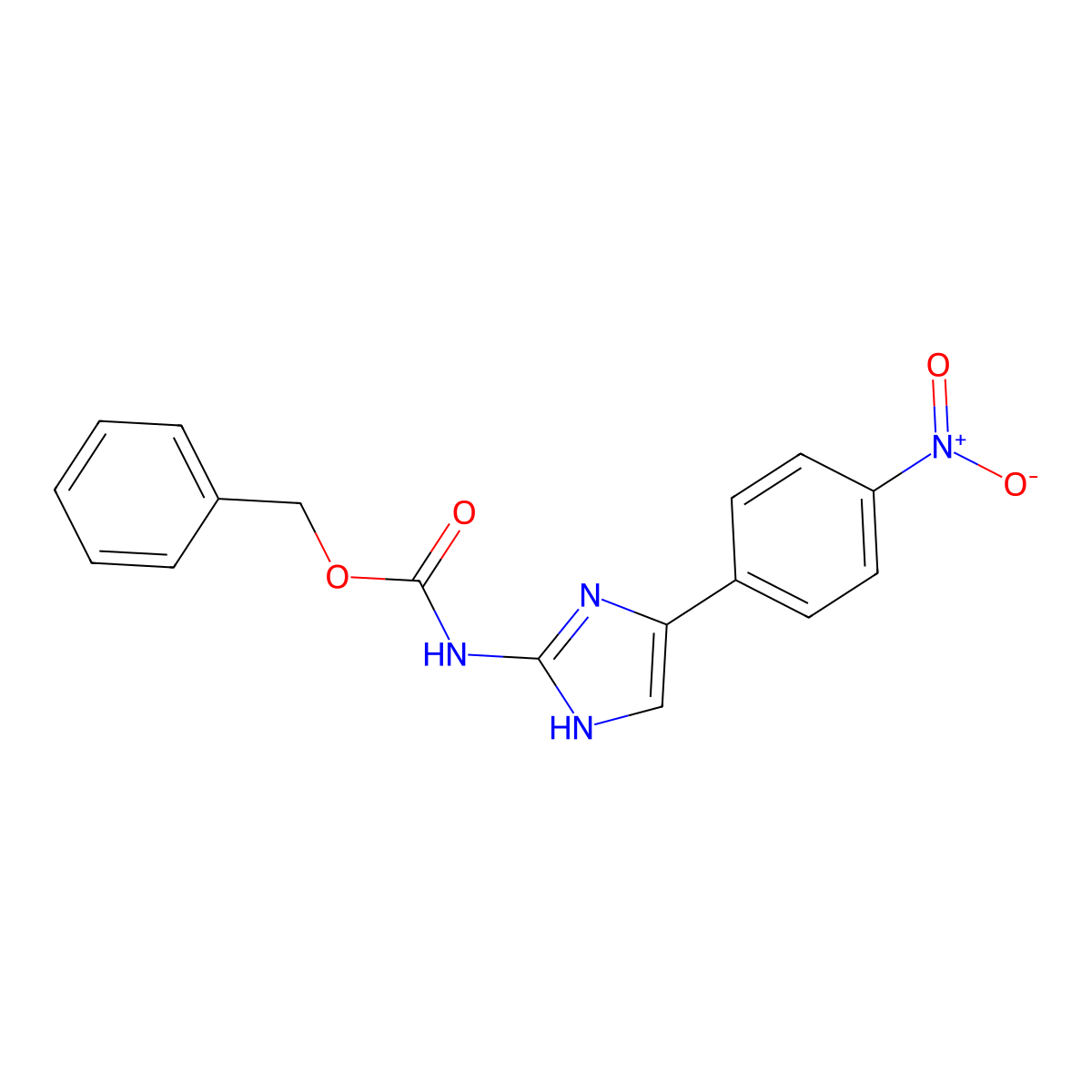benzyl N-[4-(4-nitrophenyl)-1H-imidazol-2-yl]carbamate molecular structure, CAS 2680663-15-2