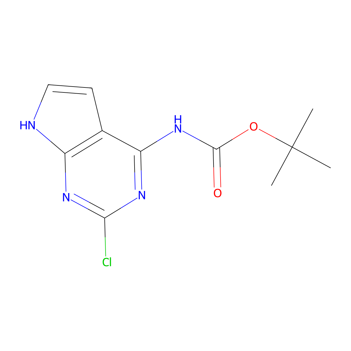 tert-butyl N-{2-chloro-7H-pyrrolo[2,3-d]pyrimidin-4-yl}carbamate molecular structure, CAS 2680663-23-2