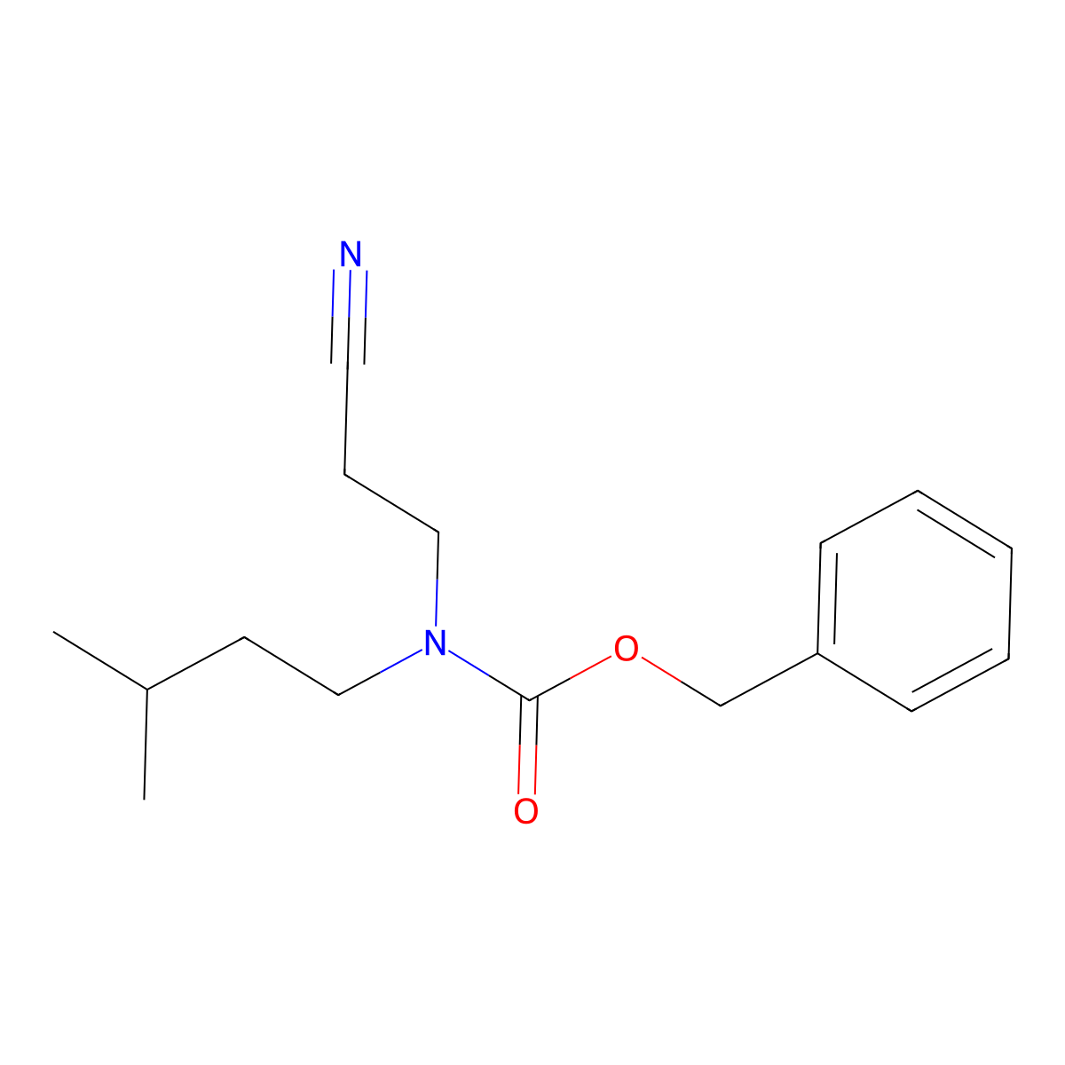 benzyl N-(2-cyanoethyl)-N-(3-methylbutyl)carbamate molecular structure, CAS 2680663-40-3