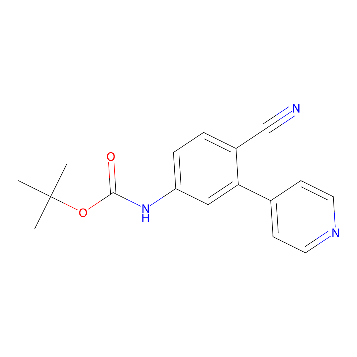 tert-butyl N-[4-cyano-3-(pyridin-4-yl)phenyl]carbamate molecular structure, CAS 2680663-47-0