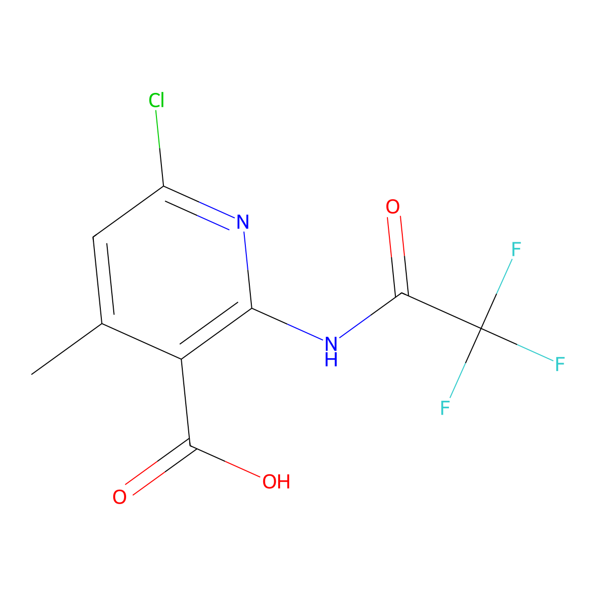 6-Chloro-4-methyl-2-(2,2,2-trifluoroacetamido)pyridine-3-carboxylic acid molecular structure, CAS 2680663-57-2