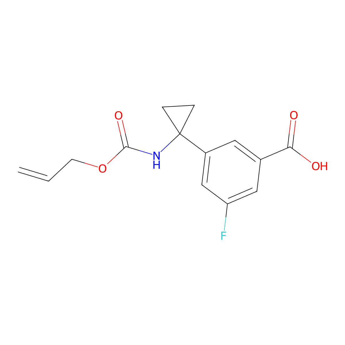 3-Fluoro-5-(1-{[(prop-2-en-1-yloxy)carbonyl]amino}cyclopropyl)benzoic acid molecular structure, CAS 2680663-64-1