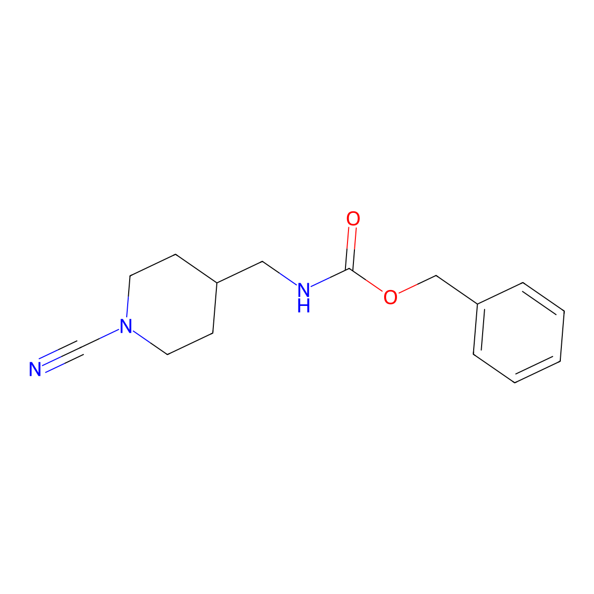 benzyl N-[(1-cyanopiperidin-4-yl)methyl]carbamate molecular structure, CAS 2680663-67-4