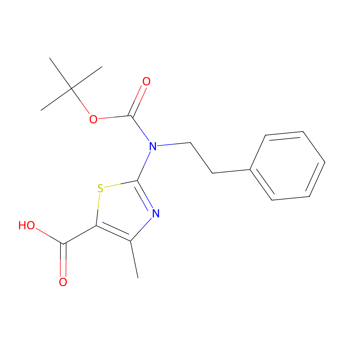 2-{[(Tert-butoxy)carbonyl](2-phenylethyl)amino}-4-methyl-1,3-thiazole-5-carboxylic acid molecular structure, CAS 2680663-73-2