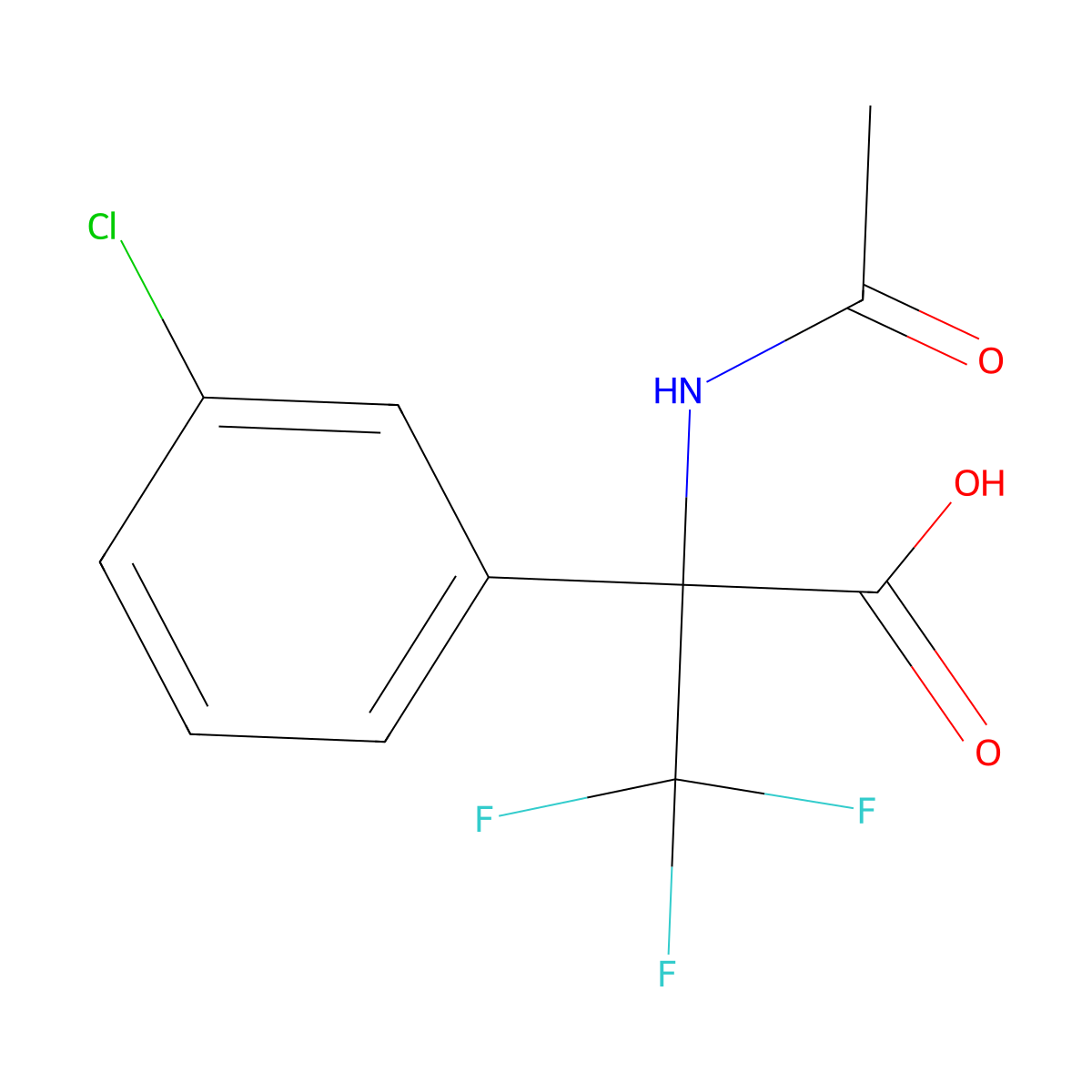 2-(3-Chlorophenyl)-2-acetamido-3,3,3-trifluoropropanoic acid molecular structure, CAS 2680663-86-7