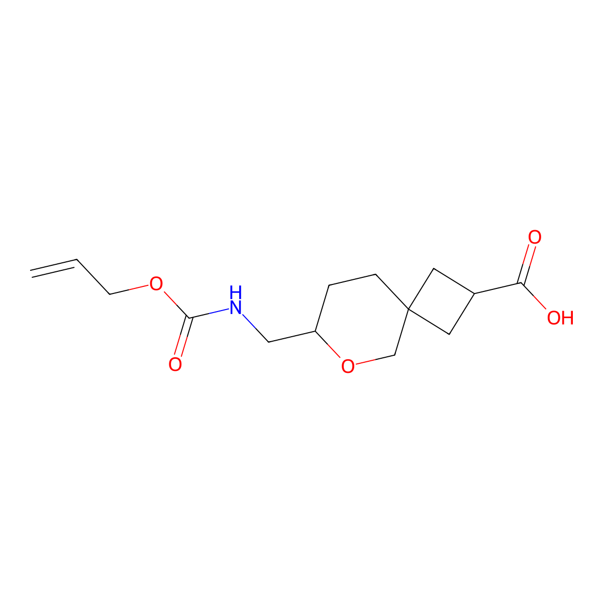 7-({[(Prop-2-en-1-yloxy)carbonyl]amino}methyl)-6-oxaspiro[3.5]nonane-2-carboxylic acid molecular structure, CAS 2680663-88-9