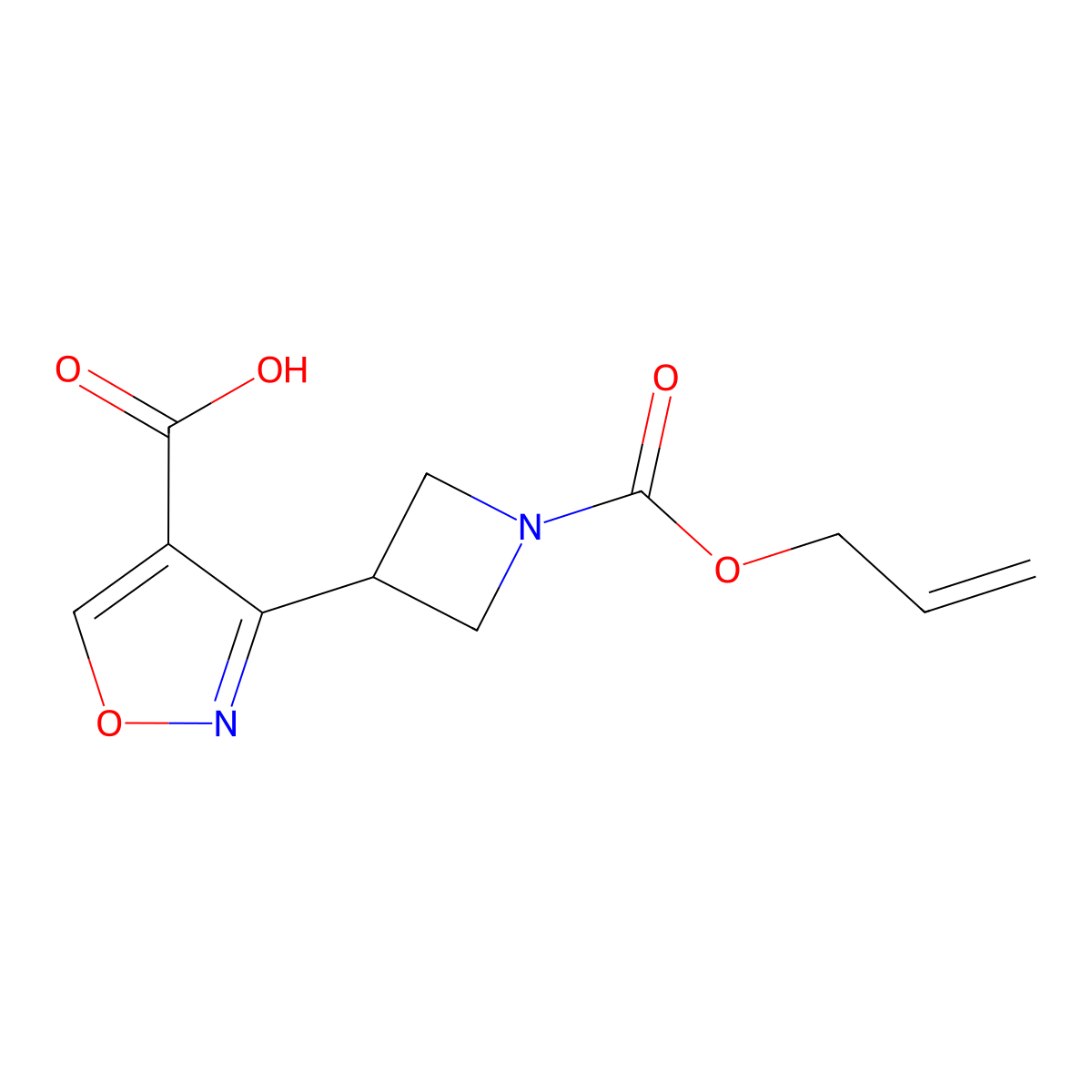 3-{1-[(Prop-2-en-1-yloxy)carbonyl]azetidin-3-yl}-1,2-oxazole-4-carboxylic acid molecular structure, CAS 2680663-89-0