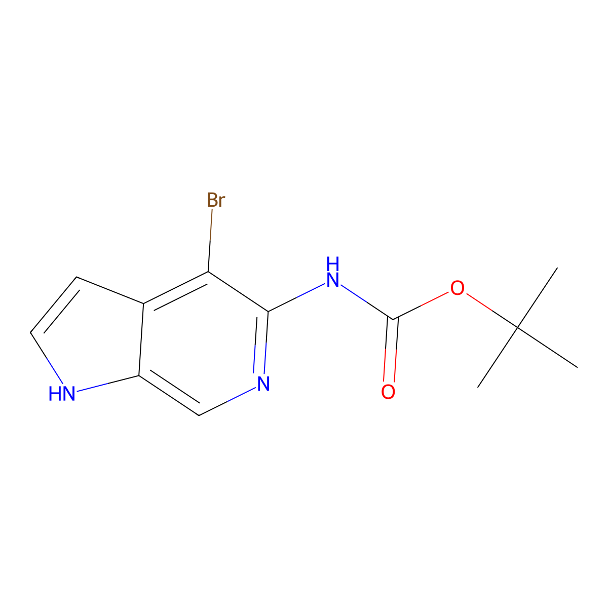 tert-butyl N-{4-bromo-1H-pyrrolo[2,3-c]pyridin-5-yl}carbamate molecular structure, CAS 2680663-98-1