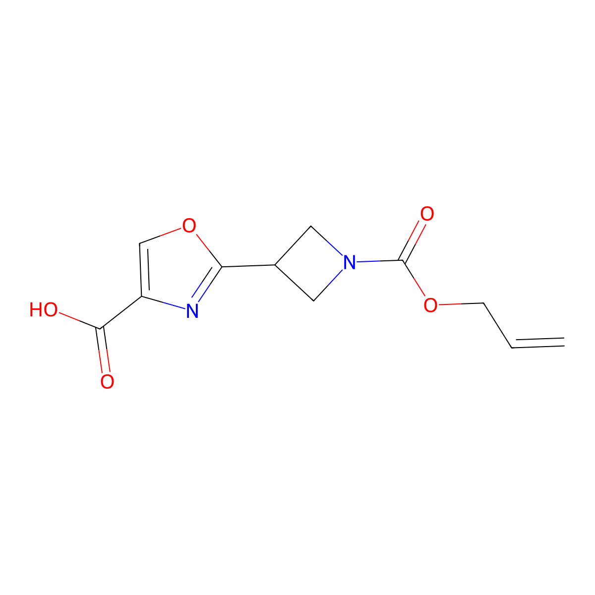 2-{1-[(Prop-2-en-1-yloxy)carbonyl]azetidin-3-yl}-1,3-oxazole-4-carboxylic acid molecular structure, CAS 2680663-99-2