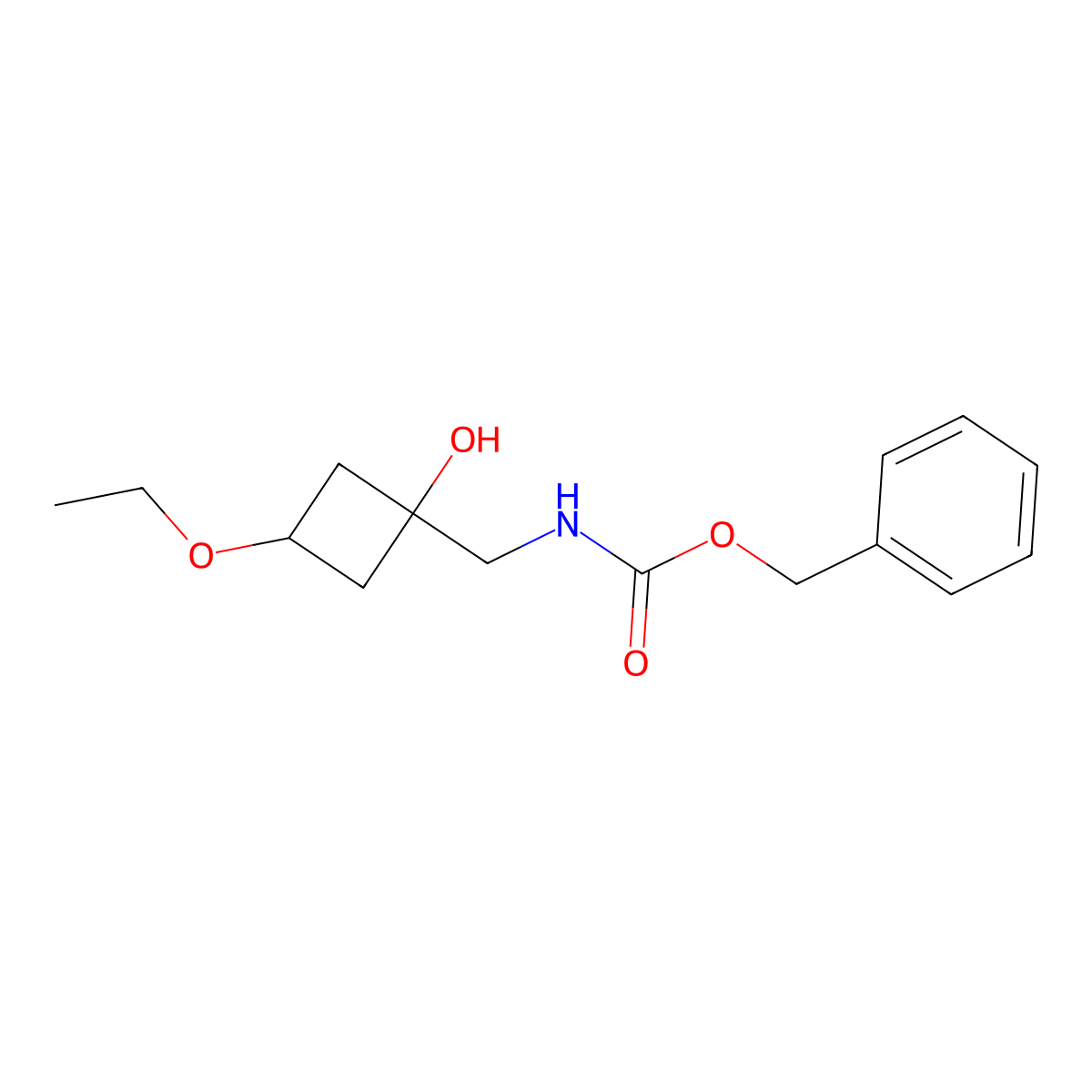 benzyl N-[(3-ethoxy-1-hydroxycyclobutyl)methyl]carbamate molecular structure, CAS 2680664-03-1