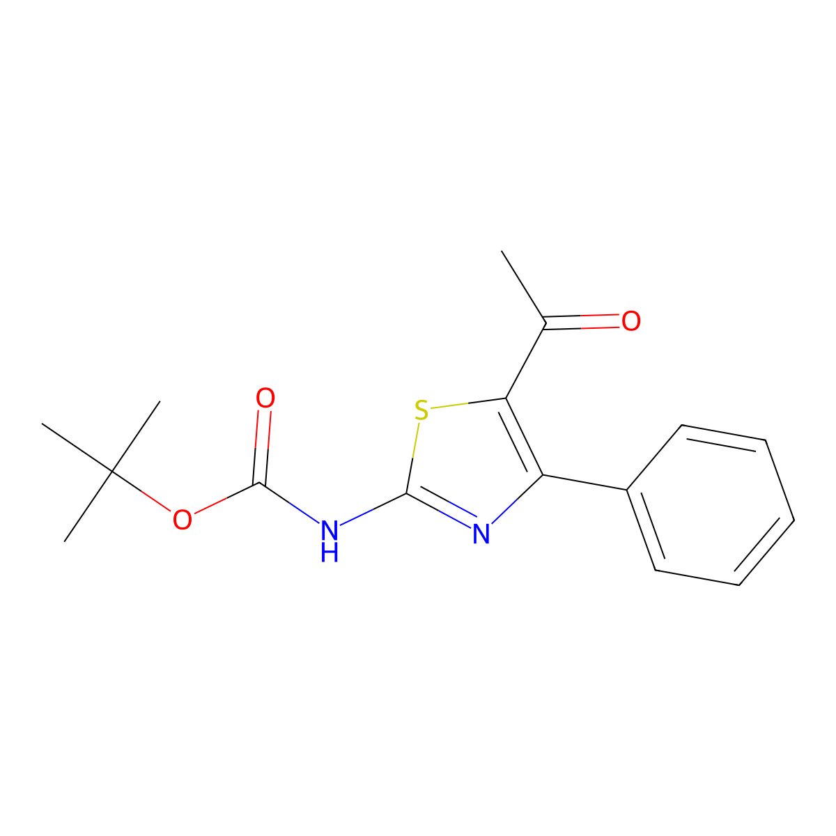 tert-butyl N-(5-acetyl-4-phenyl-1,3-thiazol-2-yl)carbamate molecular structure, CAS 2680664-04-2