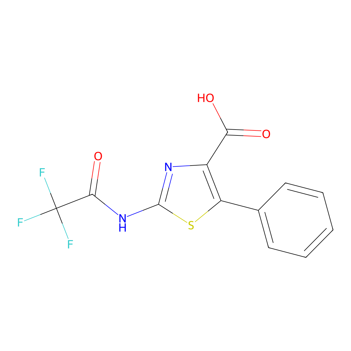 5-Phenyl-2-(2,2,2-trifluoroacetamido)-1,3-thiazole-4-carboxylic acid molecular structure, CAS 2680664-05-3