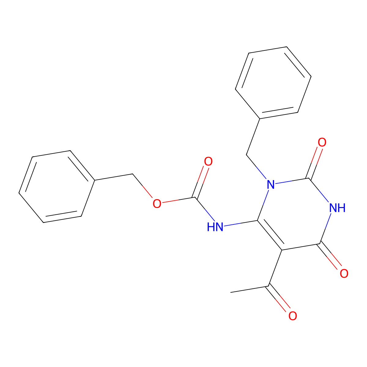 benzyl N-(5-acetyl-3-benzyl-2,6-dioxo-1,2,3,6-tetrahydropyrimidin-4-yl)carbamate molecular structure, CAS 2680664-06-4
