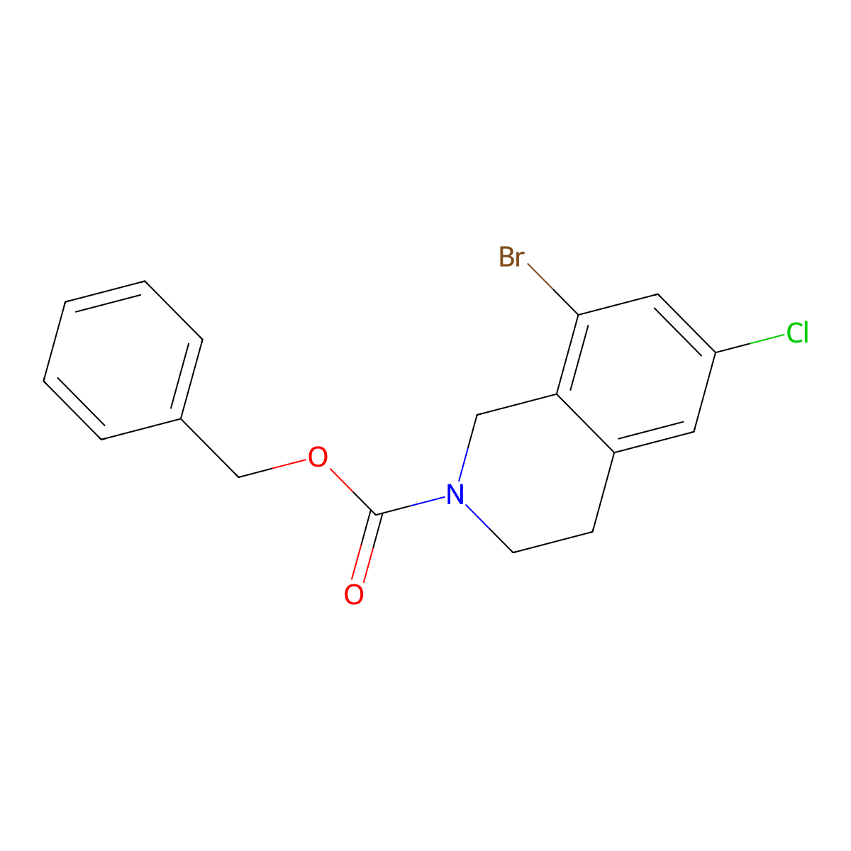 Benzyl 8-bromo-6-chloro-1,2,3,4-tetrahydroisoquinoline-2-carboxylate molecular structure, CAS 2680664-07-5