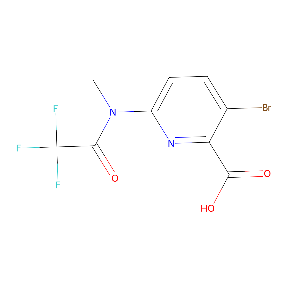 3-bromo-6-(2,2,2-trifluoro-N-methylacetamido)pyridine-2-carboxylic acid molecular structure, CAS 2680664-19-9