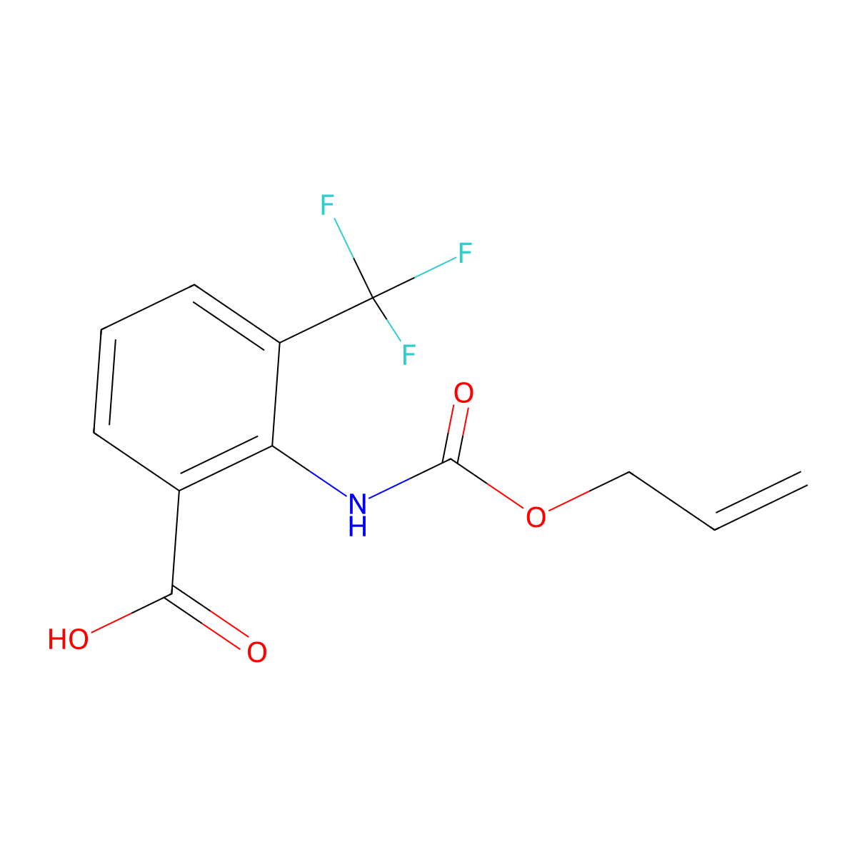 2-{[(Prop-2-en-1-yloxy)carbonyl]amino}-3-(trifluoromethyl)benzoic acid molecular structure, CAS 2680664-27-9