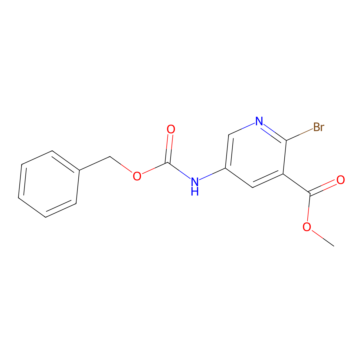 Methyl 5-{[(benzyloxy)carbonyl]amino}-2-bromopyridine-3-carboxylate molecular structure, CAS 2680664-31-5
