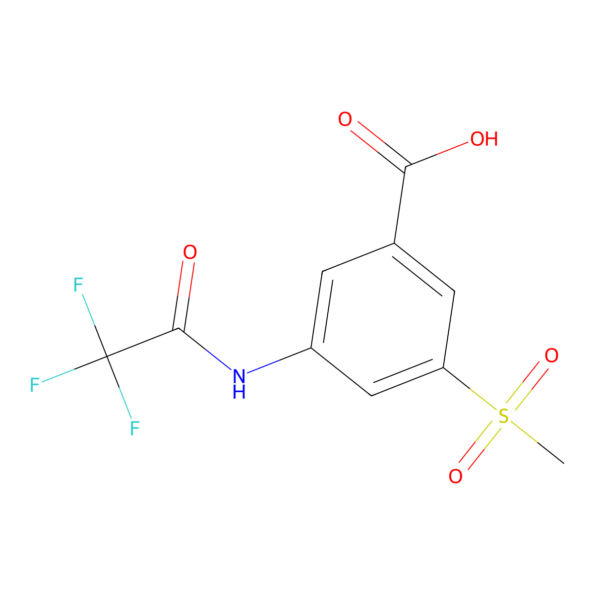 3-Methanesulfonyl-5-(2,2,2-trifluoroacetamido)benzoic acid molecular structure, CAS 2680664-33-7
