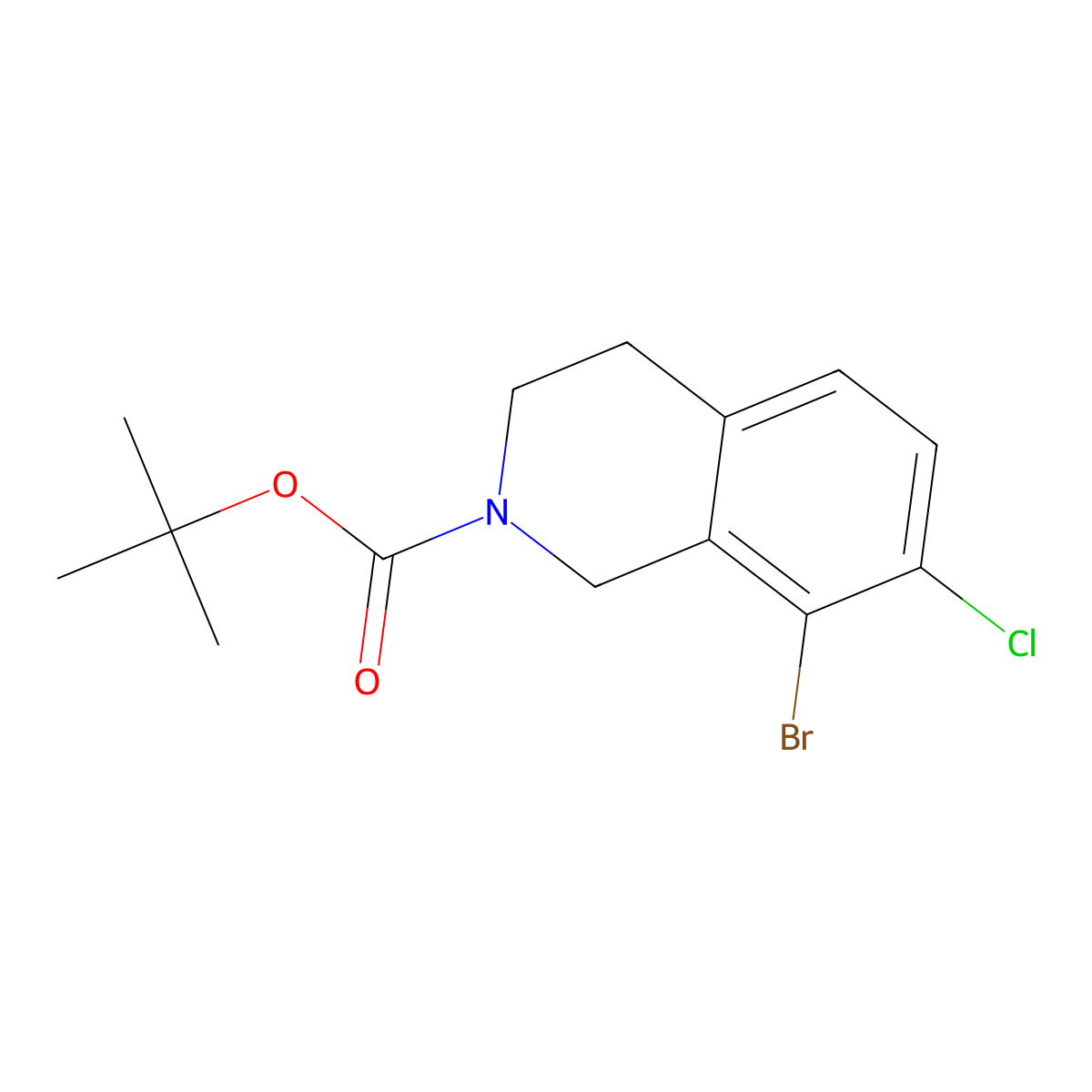 Tert-butyl 8-bromo-7-chloro-1,2,3,4-tetrahydroisoquinoline-2-carboxylate molecular structure, CAS 2680664-34-8