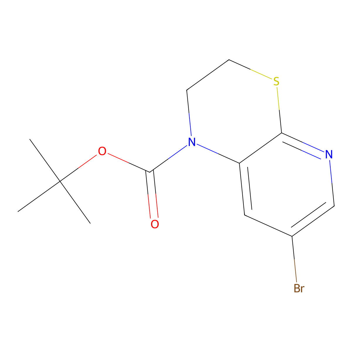 tert-butyl 7-bromo-1H,2H,3H-pyrido[2,3-b][1,4]thiazine-1-carboxylate molecular structure, CAS 2680664-36-0