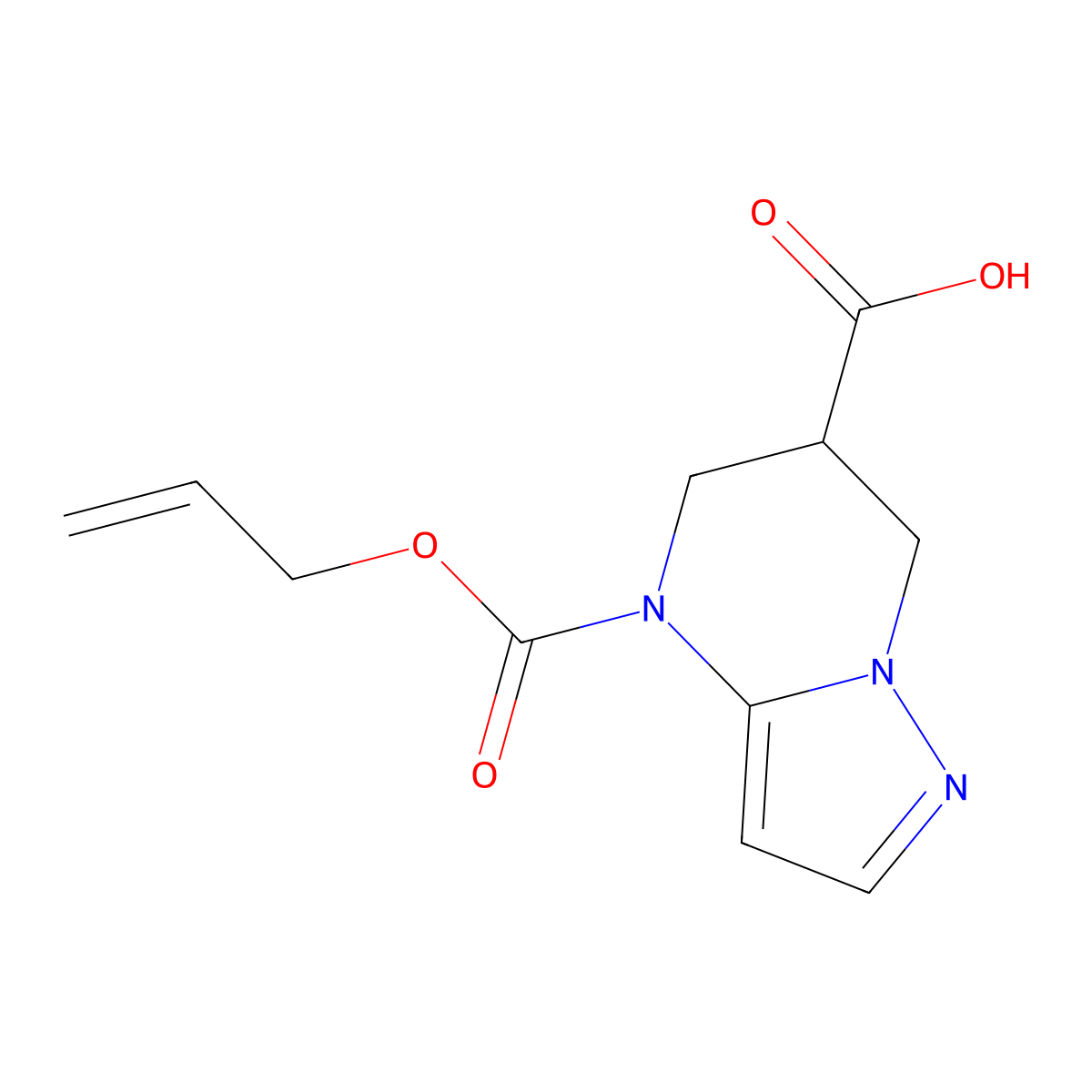 4-[(prop-2-en-1-yloxy)carbonyl]-4H,5H,6H,7H-pyrazolo[1,5-a]pyrimidine-6-carboxylic acid molecular structure, CAS 2680664-38-2