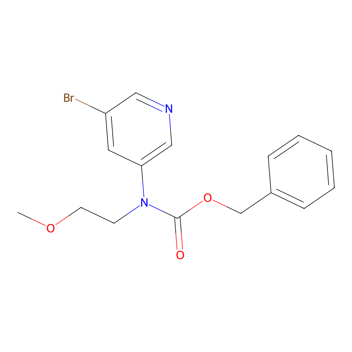 benzyl N-(5-bromopyridin-3-yl)-N-(2-methoxyethyl)carbamate molecular structure, CAS 2680664-41-7