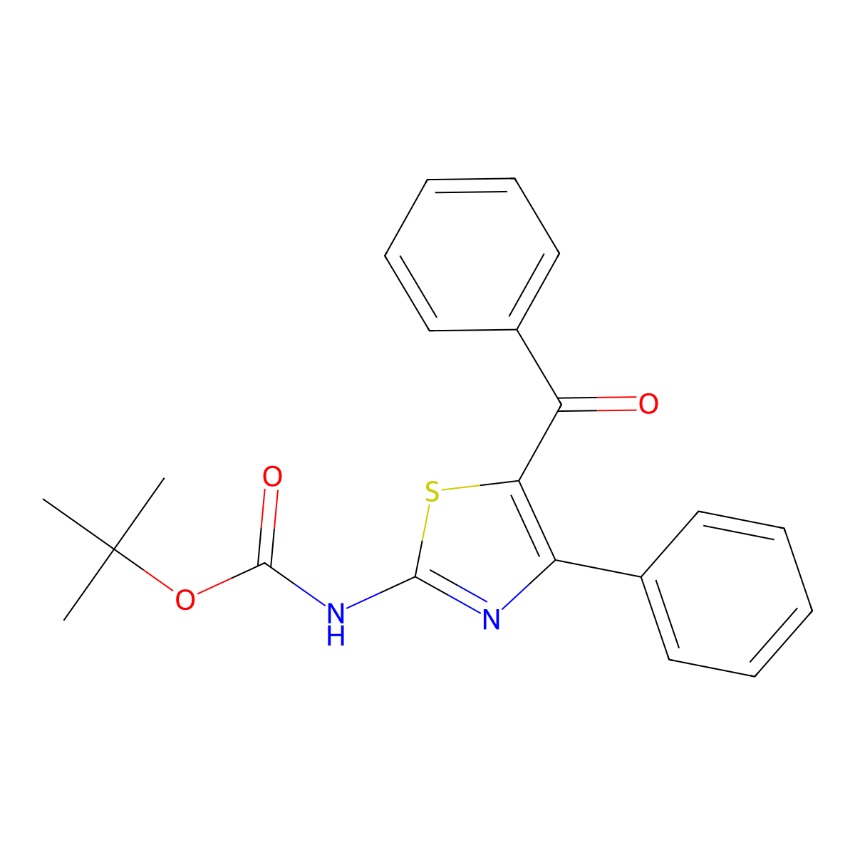 tert-butyl N-(5-benzoyl-4-phenyl-1,3-thiazol-2-yl)carbamate molecular structure, CAS 2680664-47-3