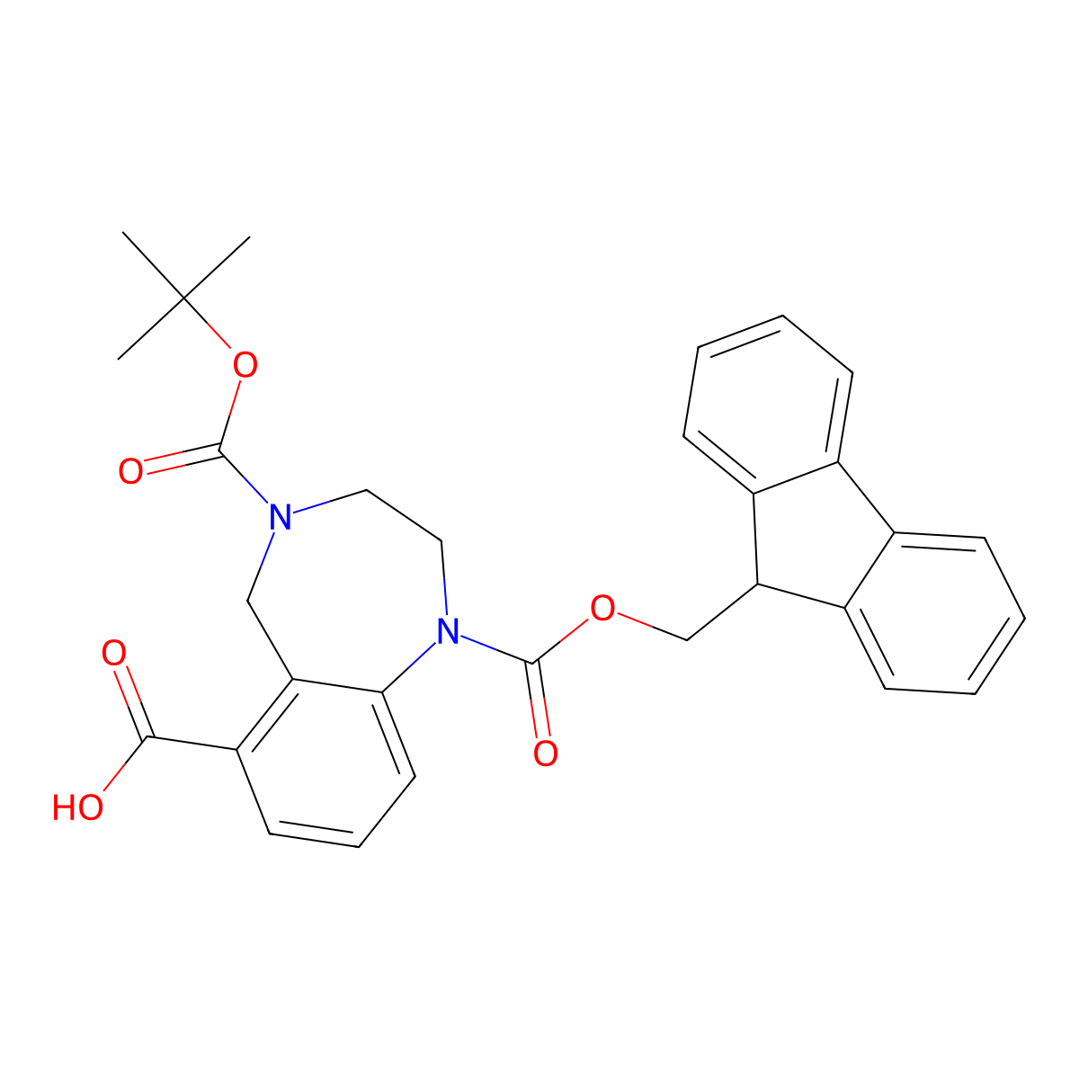 4-[(tert-butoxy)carbonyl]-1-{[(9H-fluoren-9-yl)methoxy]carbonyl}-2,3,4,5-tetrahydro-1H-1,4-benzodiazepine-6-carboxylic acid molecular structure, CAS 2680664-52-0