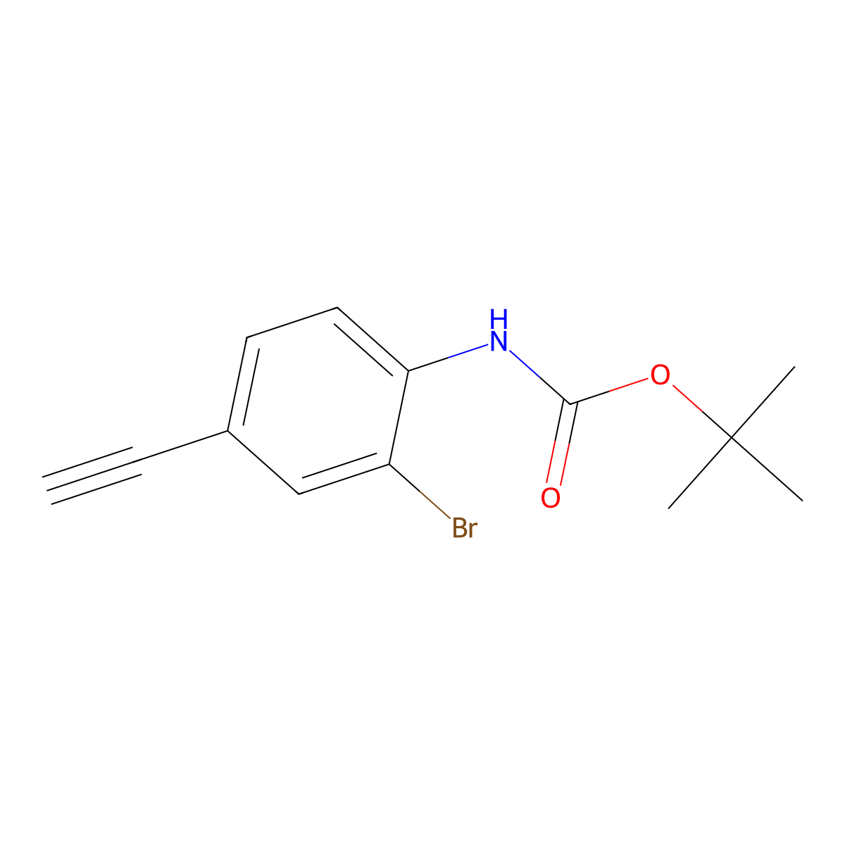 tert-butyl N-(2-bromo-4-ethynylphenyl)carbamate molecular structure, CAS 2680664-57-5