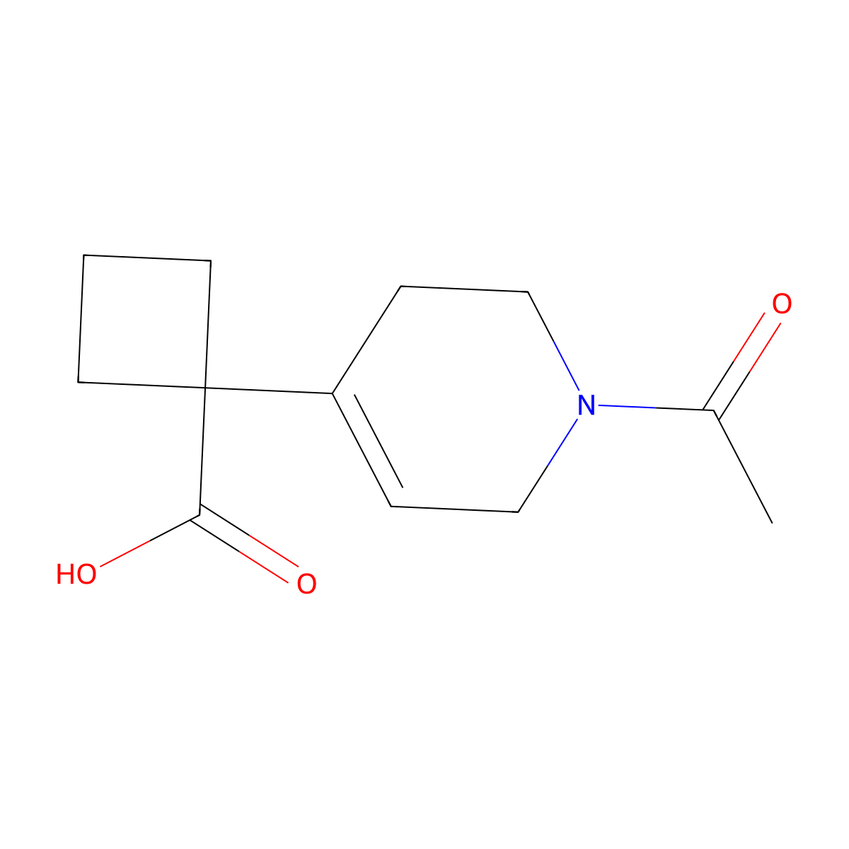 1-(1-Acetyl-1,2,3,6-tetrahydropyridin-4-yl)cyclobutane-1-carboxylic acid molecular structure, CAS 2680664-63-3