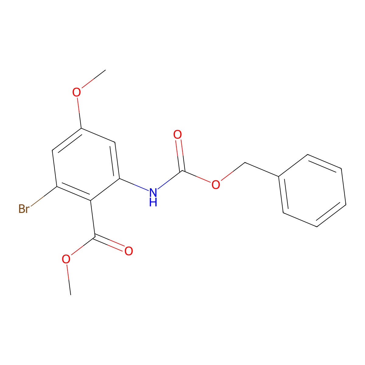 Methyl 2-{[(benzyloxy)carbonyl]amino}-6-bromo-4-methoxybenzoate molecular structure, CAS 2680664-67-7
