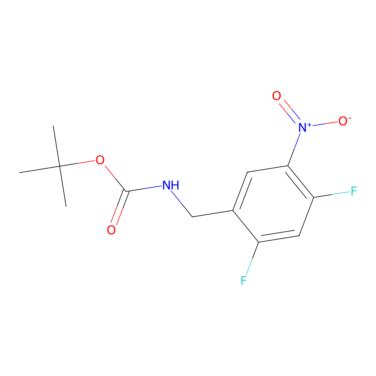 tert-butyl N-[(2,4-difluoro-5-nitrophenyl)methyl]carbamate molecular structure, CAS 2680664-73-5