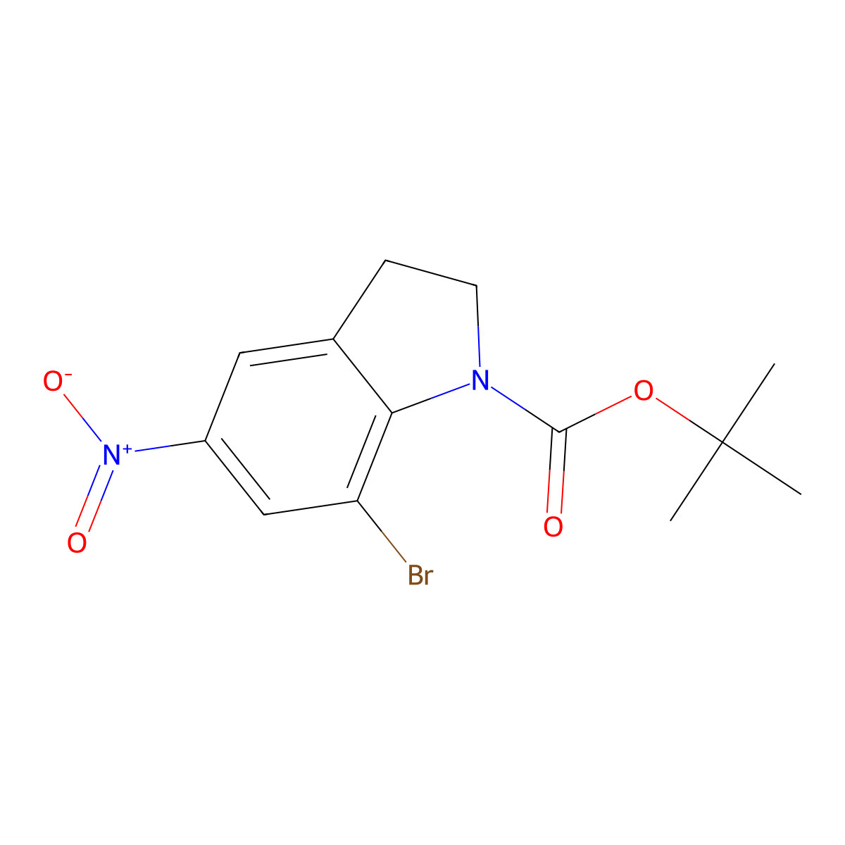 tert-butyl 7-bromo-5-nitro-2,3-dihydro-1H-indole-1-carboxylate molecular structure, CAS 2680664-76-8