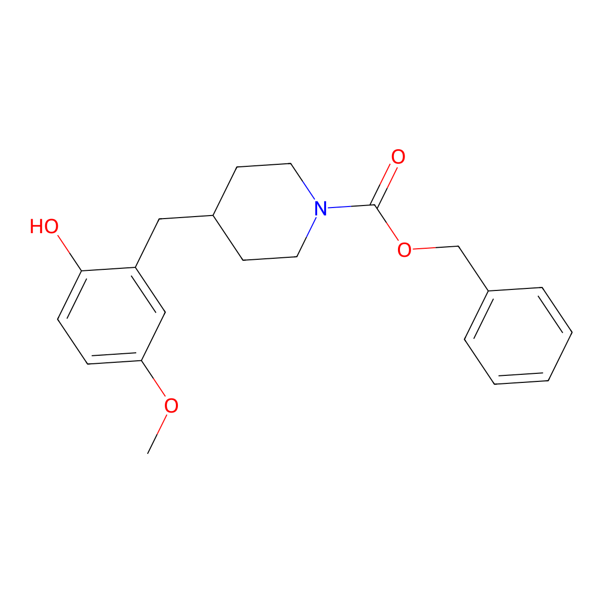 Benzyl 4-[(2-hydroxy-5-methoxyphenyl)methyl]piperidine-1-carboxylate molecular structure, CAS 2680664-80-4