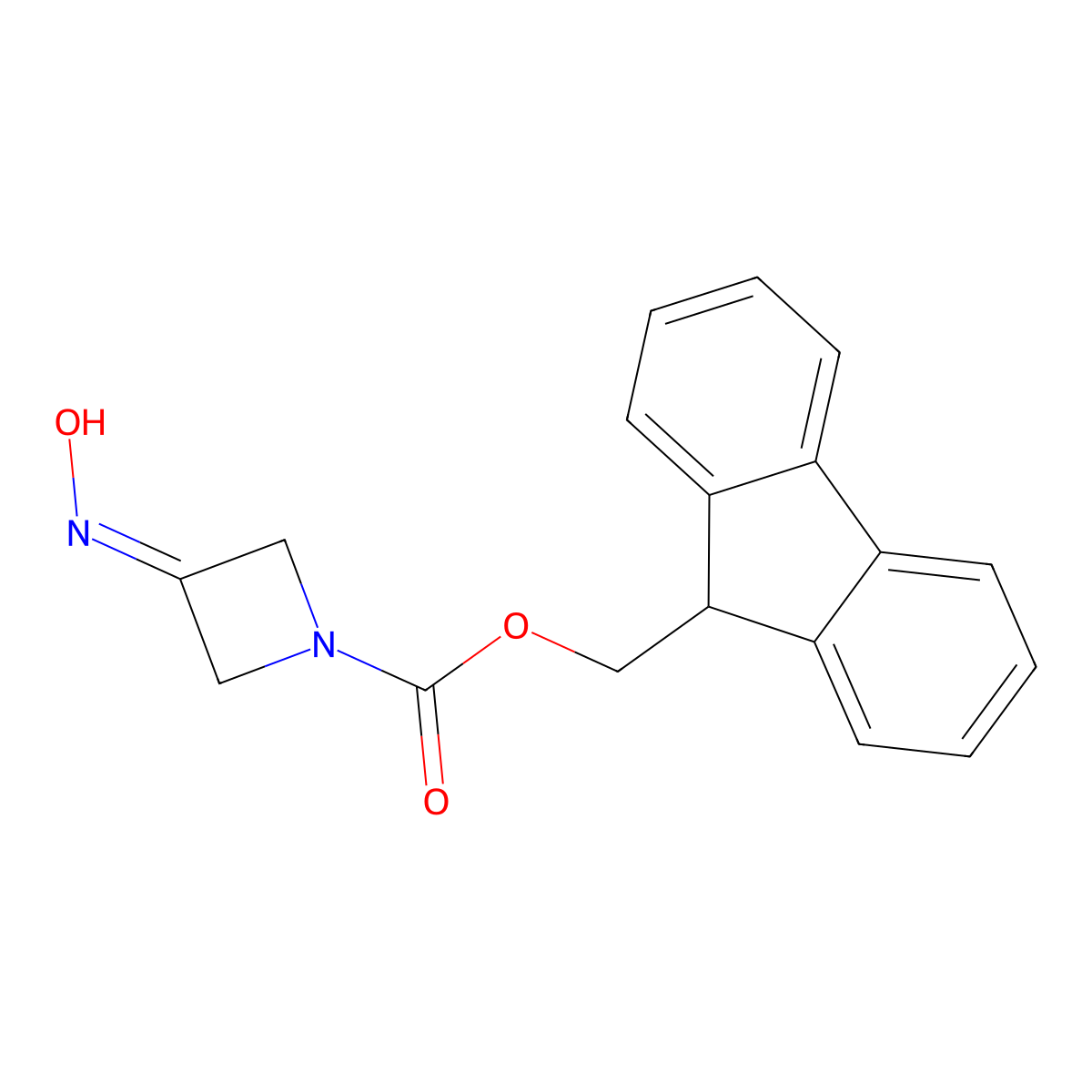 (9H-fluoren-9-yl)methyl 3-(hydroxyimino)azetidine-1-carboxylate molecular structure, CAS 2680664-91-7
