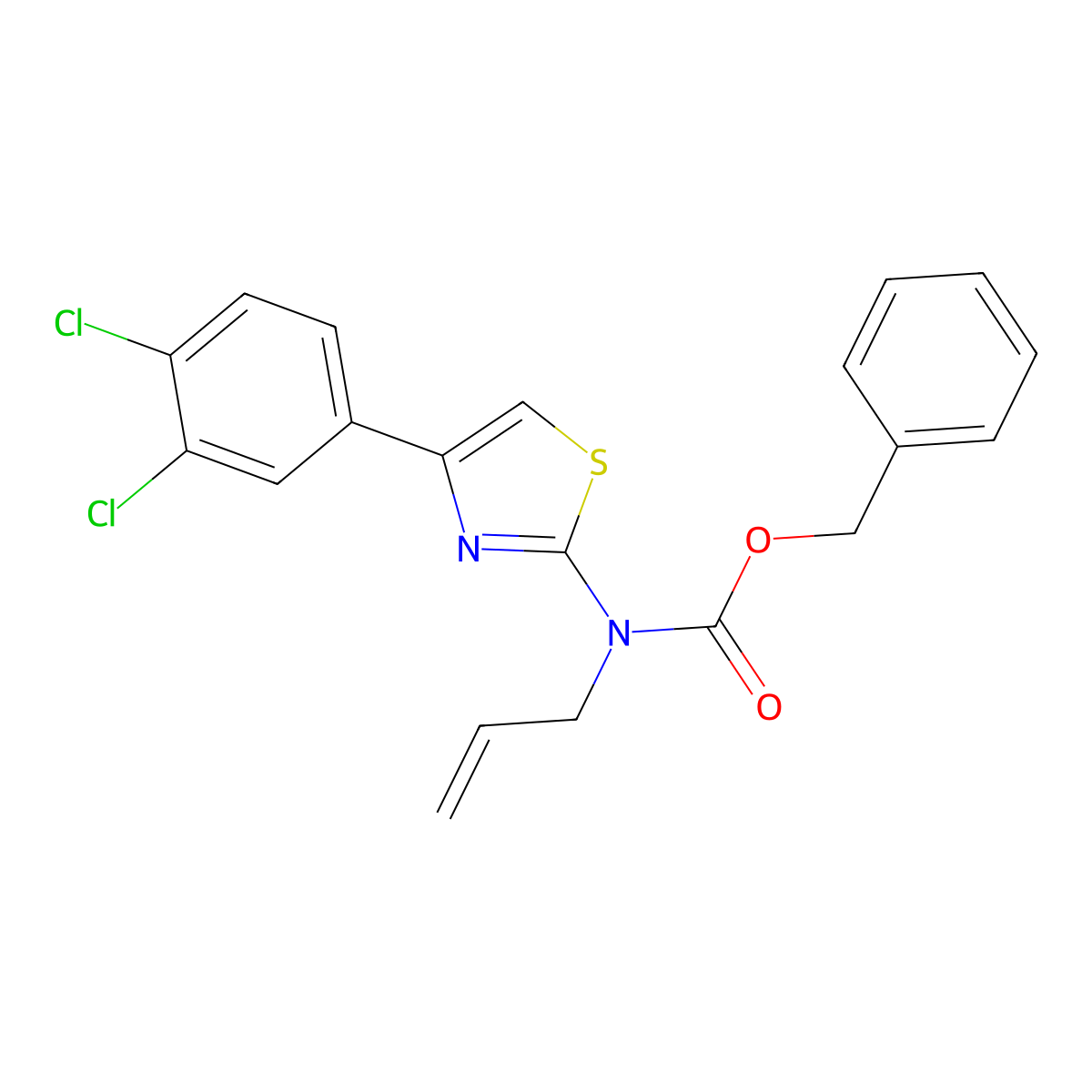 benzyl N-[4-(3,4-dichlorophenyl)-1,3-thiazol-2-yl]-N-(prop-2-en-1-yl)carbamate molecular structure, CAS 2680664-97-3
