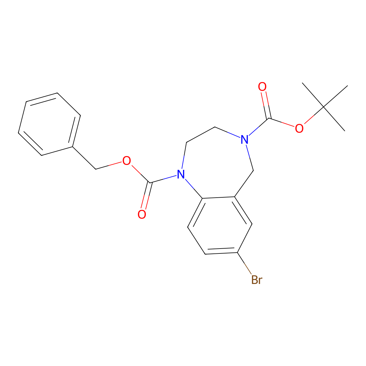1-benzyl 4-tert-butyl 7-bromo-2,3,4,5-tetrahydro-1H-1,4-benzodiazepine-1,4-dicarboxylate molecular structure, CAS 2680665-05-6