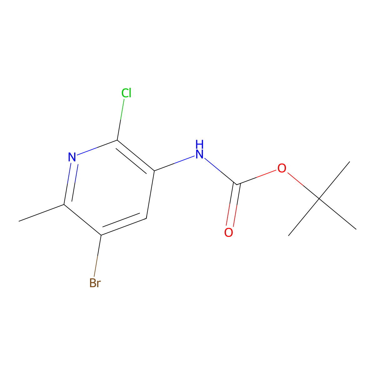 tert-butyl N-(5-bromo-2-chloro-6-methylpyridin-3-yl)carbamate molecular structure, CAS 2680665-06-7